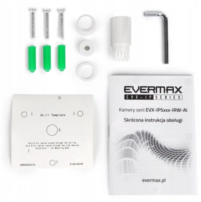 Kamera IP Uniview EVERMAX EVX-IP8D01-IRW-Ai-W Kamera IP kupolinė balta 8Mpx 2.8mm IR 40m AI IP67 mikrofonas