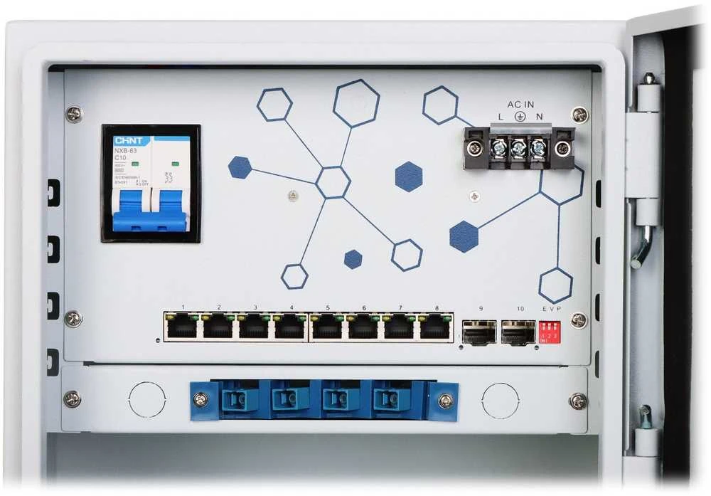 Šakotuvas TST IŠORINĖS KAMEROS PASKIRSTYMO TAŠKAS EXPERT-POE/OTD-8G2GSFP 8 PoE + 2 x SFP