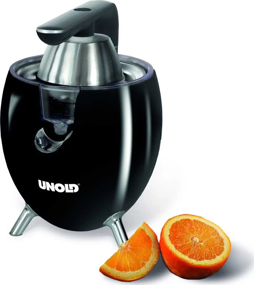 Sulčiaspaudė Citrusinė Spaudimo Mašina - Unold Citrus Press Power Juicy 300W, svirties rankena, 2 antgaliai, juoda sidabrinė