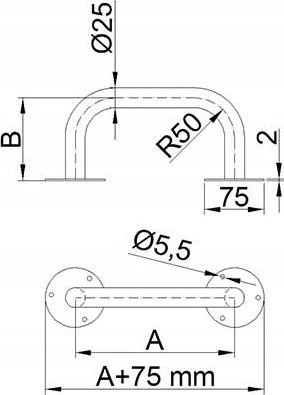 UP-3 / CORRADOMED / Tiesi rankena, balta 300 mm FI25