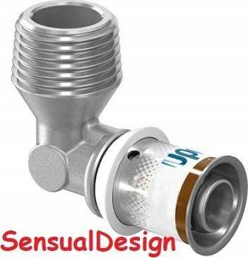 Uponor S-Press PLUS alkūnė su išoriniu sriegiu 20-R1/2MT