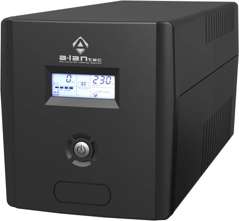 Maitinimo šaltinis avariniam naudojimui 1000VA/600W, 220V/50Hz, bokšto formos korpusas, LCD, 4×CEE 7/3, USB, VRLA baterijos 2×7Ah, USB kabelis A-B 1,2 m, maitinimo kabelis CEE 7/7 1,4 m ALANTEC