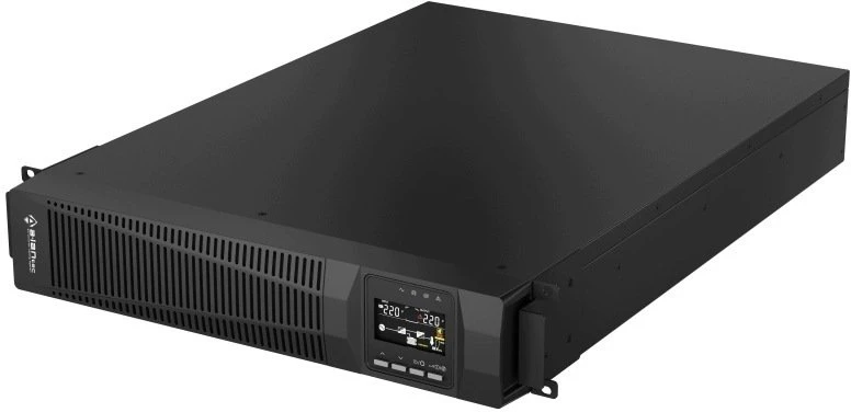 Maitinimo šaltinis awaryjny UPS Rack 1000VA/900W, 220V/50Hz, TFT LCD sukamasis, SNMP/USB/RS232/EPO, ochrona RJ45, VRLA 2×9Ah, magistrala 24V, gniazdo baterii zewn. Anderson SB50, 2×CEE 7/3, IEC C14, kable USB A-B, RS232 DB9, zasilający CEE-IEC ALANTEC