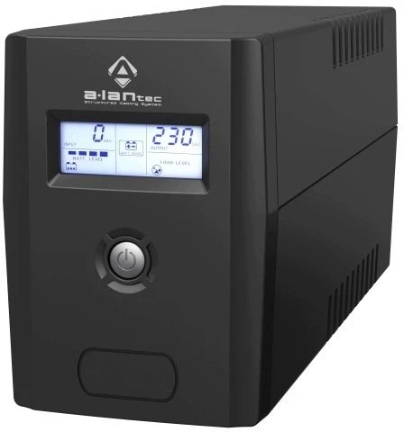 Maitinimo šaltinis avariniam naudojimui 800VA/480W, 220V/50Hz, bokšto tipo korpusas, LCD, 2×CEE 7/3, USB, VRLA akumuliatorius 1×9Ah, USB A-B kabelis 1,2 m, maitinimo kabelis CEE 7/7 1,4 m ALANTEC