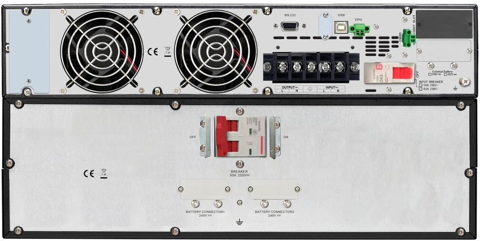 UPS APC APC Easy UPS On-Line SRV – nepertraukiamo maitinimo šaltinis (montuojamas į stelažą) – kintamoji srovė 230 V – 5000 W – 5000 VA – 9 Ah – USB, RS-232 – išvesties jungtys: 1 – 5U – RAL 7010 – su bėgių rinkiniu