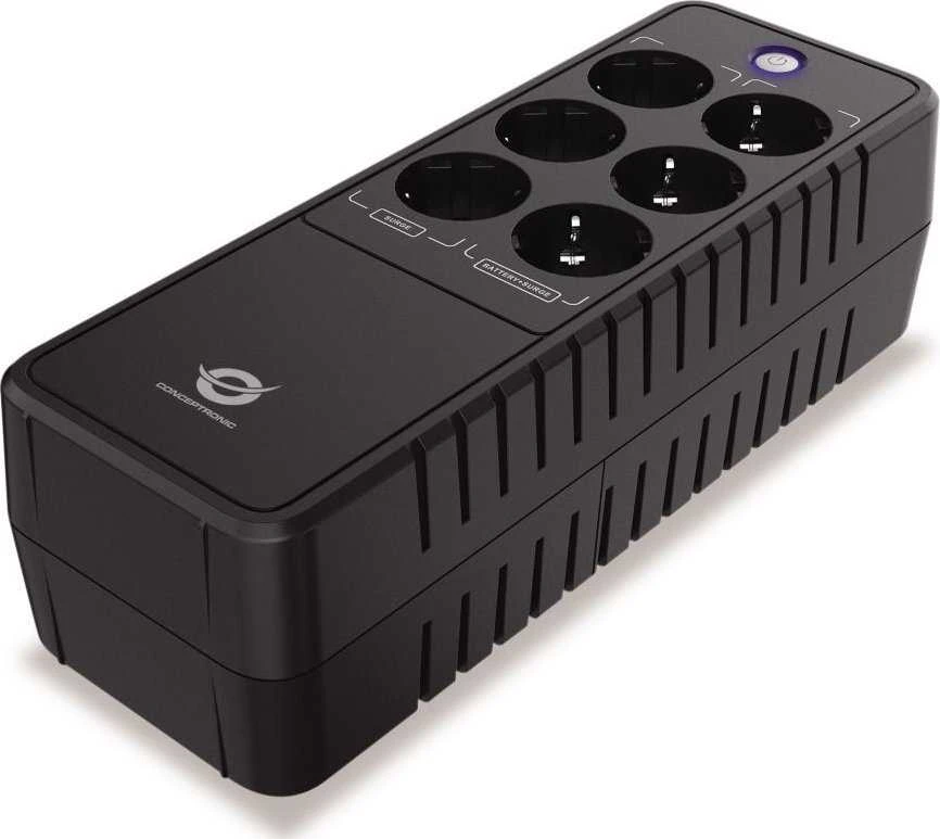 Carruzzo Conceptronic ZEUS09E nepertraukiamo maitinimo resursai (UPS) Budėjimo režimas (neprisijungus) 0,85 kVA 490 W 6 AC išvestis(ys / čių)
