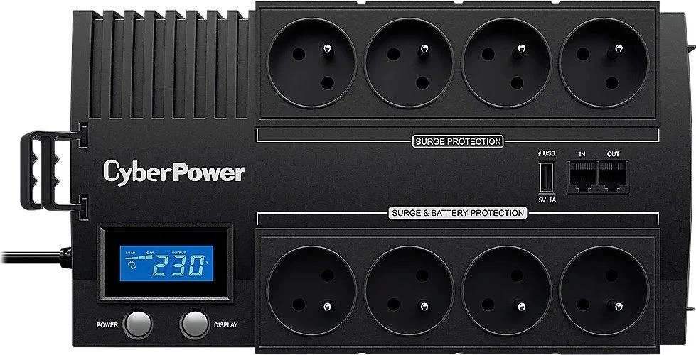CYBERPOWER BR1000ELCD Line-Interactive UPS 1000VA/600W GreenPower energijos taupymo technologija LCD USB 4+4 Schuko