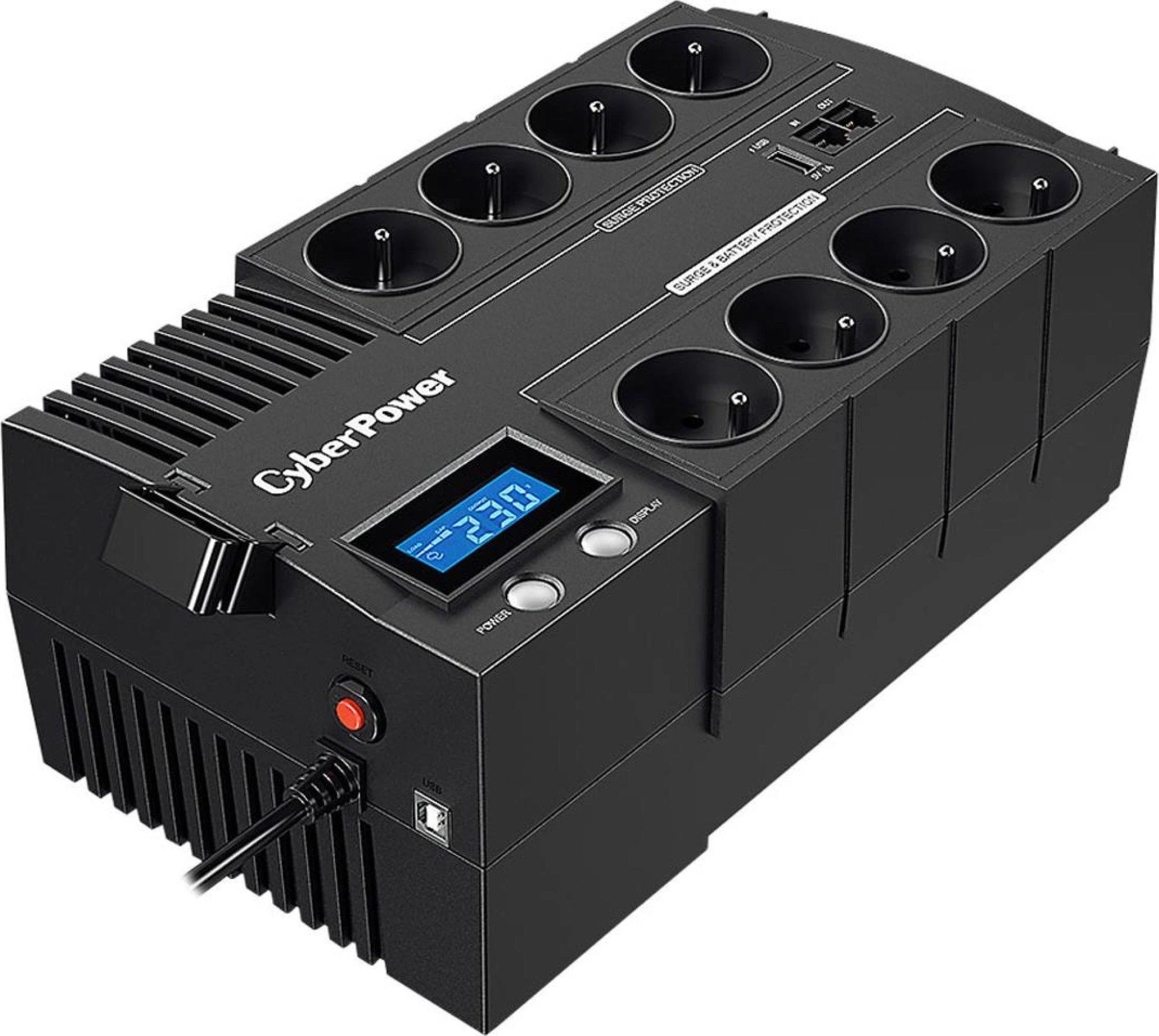 CYBERPOWER BR1200ELCD Line-Interactive UPS 1200VA/720W GreenPower energijos taupymo technologija LCD USB 4+4 lizdas Schuko tipo