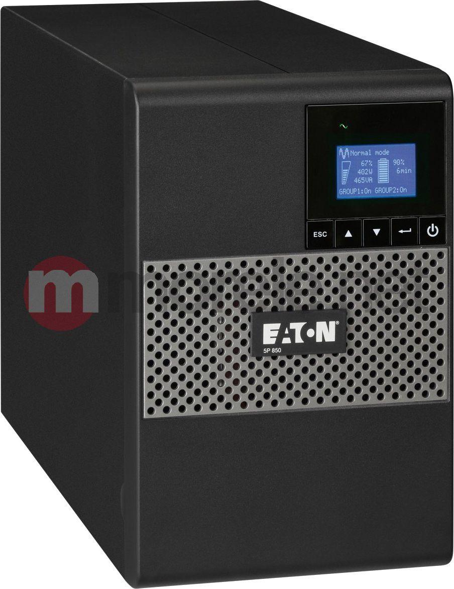 Eaton 5P 850VA/600W, linijinis interaktyvus grynos sinusoidės išėjimas, 4 min. esant visiškai apkrovai, 3 metų garantija (2 metai baterijoms)