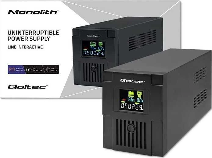 QOLTEC 53771 nepertraukiamo maitinimo linijos interaktyvus monolitas 2000VA 1200W LCD USB