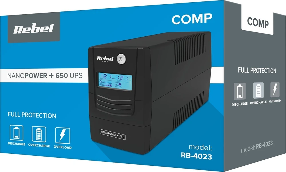 Nepertraukiamas Maitinimo Šaltinis - Rebel Nanopower Plus 650VA Juodas