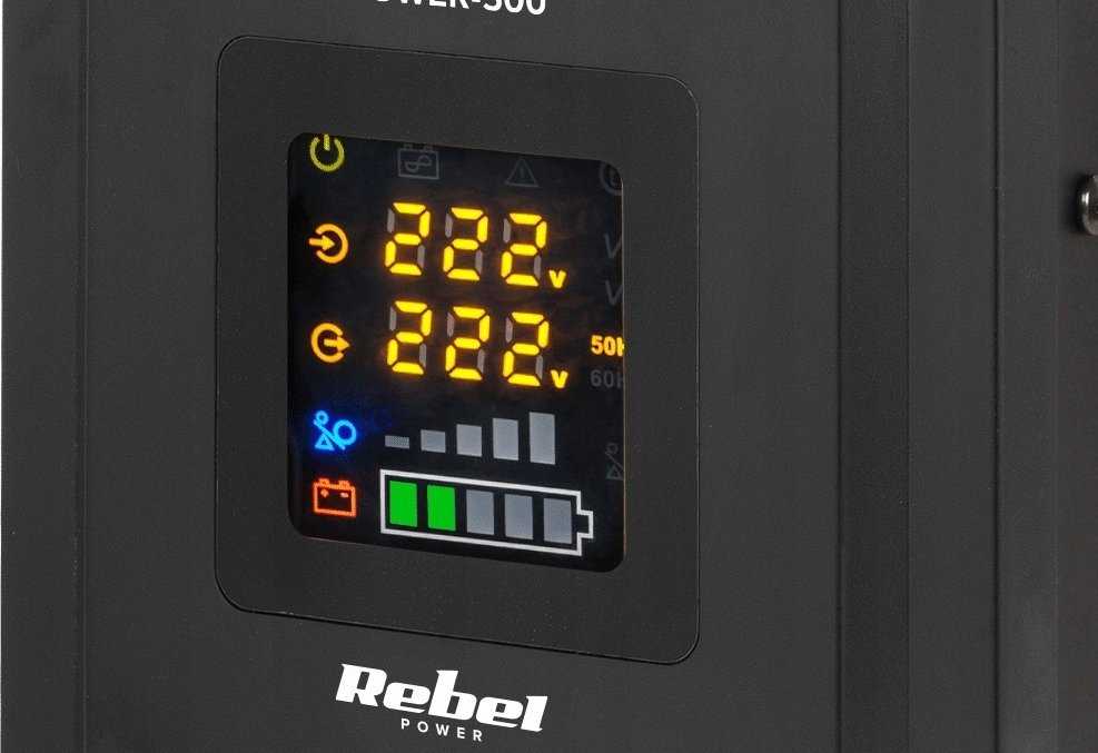 Nepertraukiamo maitinimo šaltinis Rebel POWER-1000 - inverteris su gryna sinusine banga ir įkrovimo funkcija 12V 230V 1000VA 700W