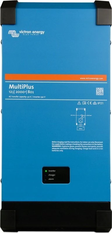 Įtampos keitiklis - įkroviklis MultiPlus 12Vdc/230Vac 500VA, UPS funkcija, įkrovimo srovė 20A Victron energy