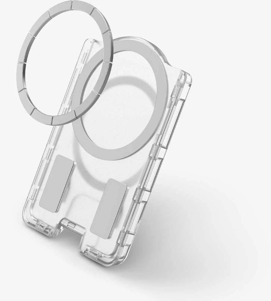 Dėklas „Spigen Ultra Hybrid“ piniginė „MagSafe+“, krištolo skaidrumo – „Samsung Galaxy S25“ serijai