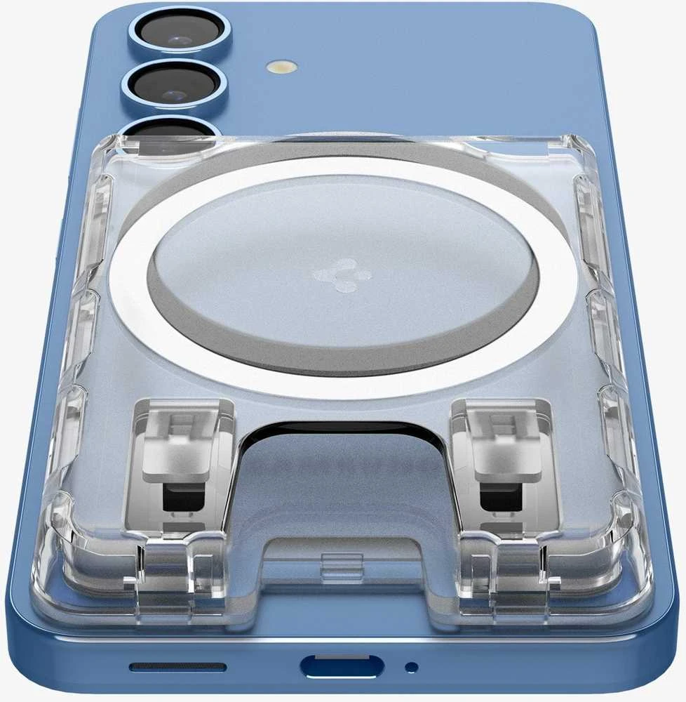 Dėklas „Spigen Ultra Hybrid“ piniginė „MagSafe+“, krištolo skaidrumo – „Samsung Galaxy S25“ serijai