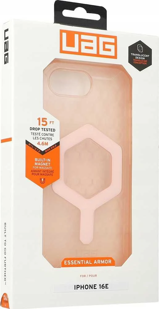 UAG Urban Armor Gear dėklas ESSENTIAL ARMOR suderinamas su MagSafe, skirtas IPHONE 16e rose