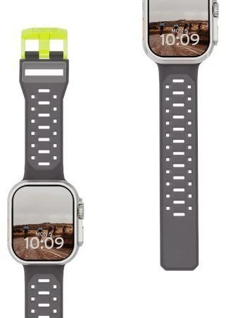 „Urban UAG Civilian“ – silikoniniai laikrodžiai, skirti „Apple Watch“ 4-6 ir SE 1-3 serijoms, 44 mm / 7-9 serijoms, 45 mm / 10-11 serijoms, 46 mm / „Ultra 1-3“, 49 mm (dūminis / aktyvus neoninis) (194002113B81)