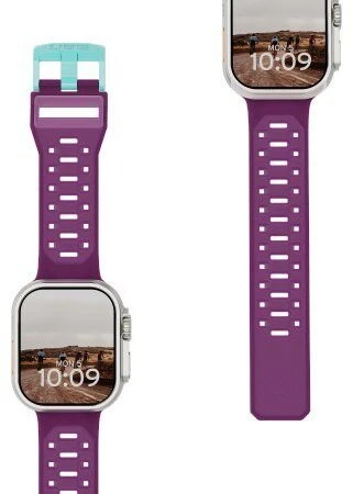 Urban UAG Civilian silikoninis dirželis Apple Watch series 4-6 & SE 1-3 44mm series 7-9 45mm series 10-11 46mm Ultra 1-3 49mm deep violetinė synth aqua (194002114E5F)