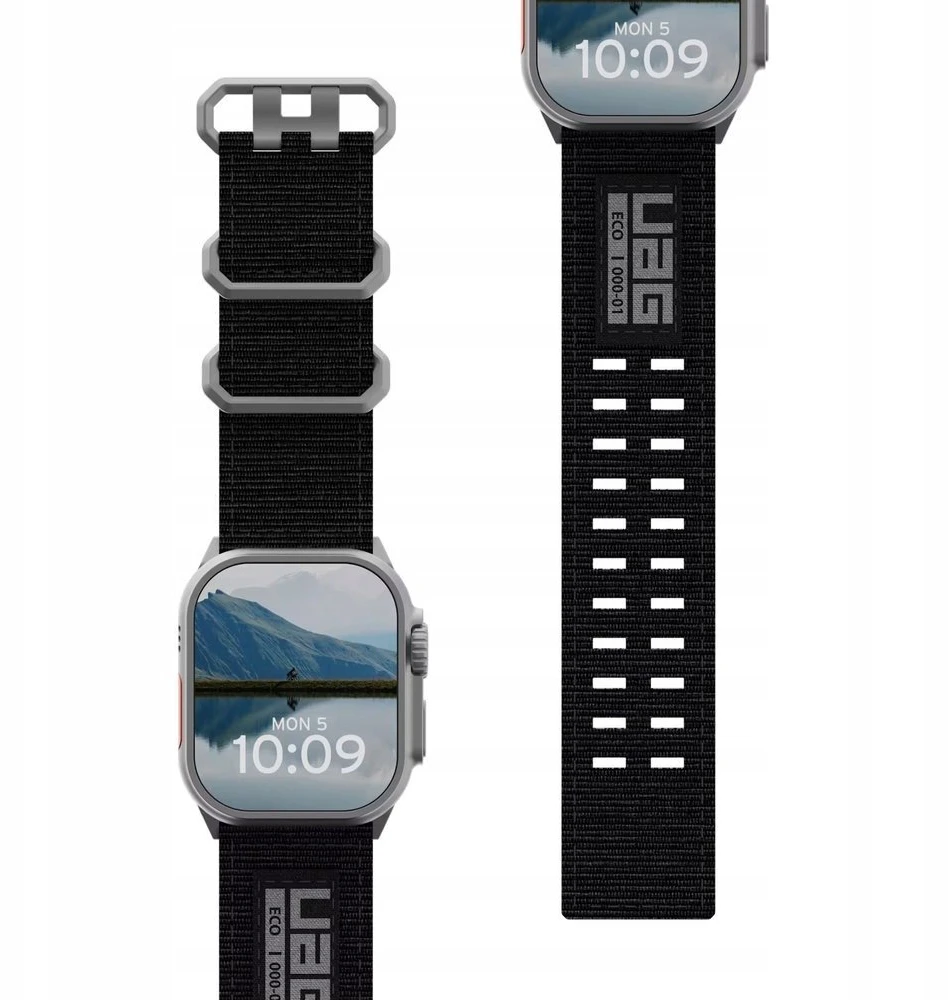 Urban UAG Metropolis – universalus nailoninis dirželis Apple Watch 44mm–49mm (Apple Watch 4–11, SE 1–3, Ultra 1–3) (juodas) (194159114040)
