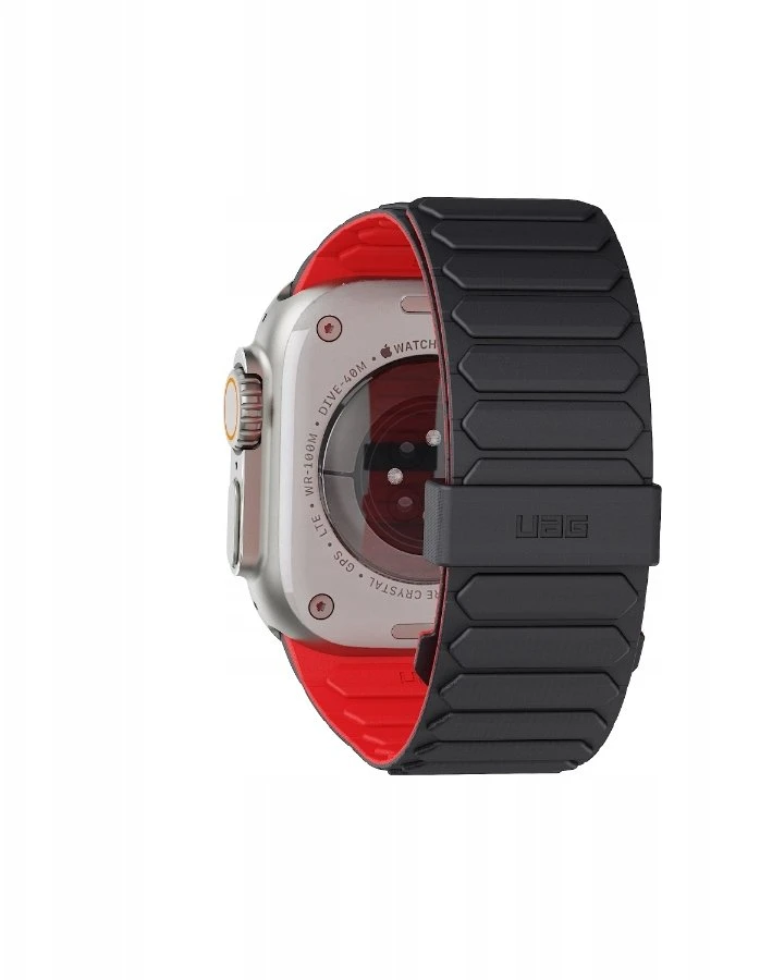 Urban UAG Pathfinder – silikoninis dvipusis magnetinis dirželis Apple Watch series 4-6 ir SE 1-3, 44 mm / series 7-9, 45 mm / series 10-11, 46 mm / Ultra 1-3, 49 mm (pelenų/lavos) (19416111319B)