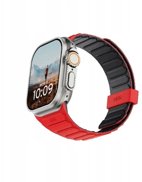 Urban UAG Pathfinder – silikoninis dvipusis magnetinis dirželis Apple Watch series 4-6 ir SE 1-3, 44 mm / series 7-9, 45 mm / series 10-11, 46 mm / Ultra 1-3, 49 mm (pelenų/lavos) (19416111319B)