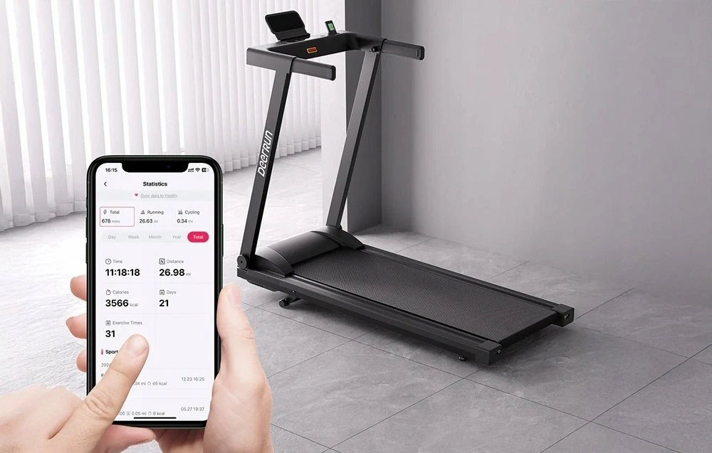 „DeerRun A1 Pro Move +“ sulankstomas elektrinis bėgimo takelis (juodas)