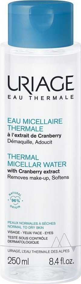 Uriage Thermal Micellar Vanduo micelinis vanduo su spanguolių ekstraktu normaliai ir sausai odai 250ml