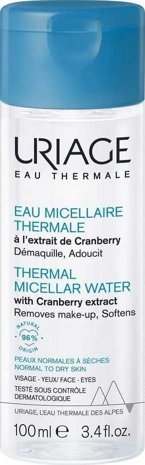 URIAGE Thermal Micellar Vanduo With Cranberry Extract micelinis vanduo sausai ir normaliai odai, 100 ml