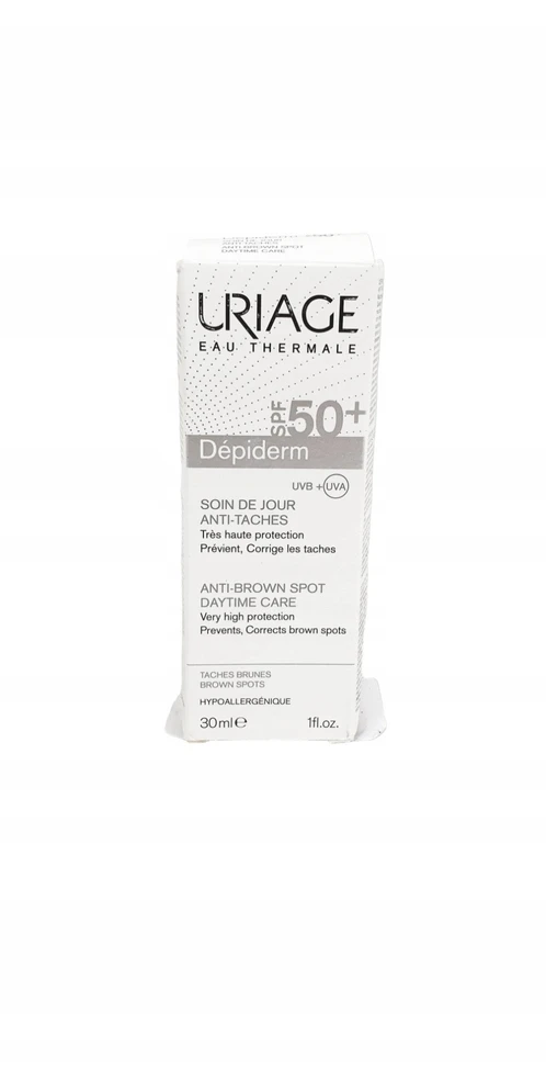 "Uriage" Odos kremas nuo pigmentinių dėmių SPF 50+ "Depiderm" (dieninė priežiūra nuo tamsių dėmių) 30 ml