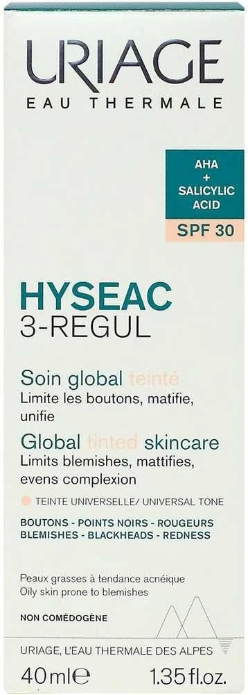 Uriage Hyséac 3-Regul Global Tinted SPF 30 veido kremas, 30 ml