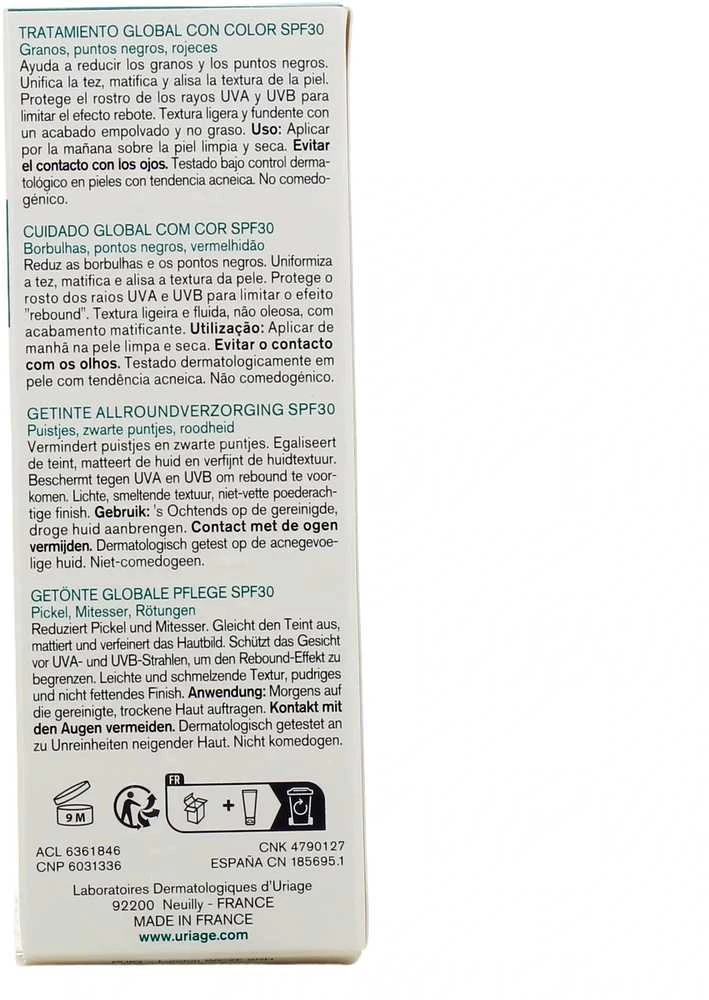 Uriage Hyséac 3-Regul Global Tinted SPF 30 veido kremas, 30 ml