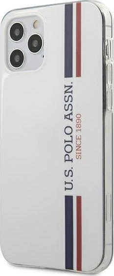 Dėklas „Us Polo Assn US Polo“ USHCP12MPCUSSWH „Apple iPhone 12/12 Pro 6,1“ baltos spalvos „Tricolor Collection“
