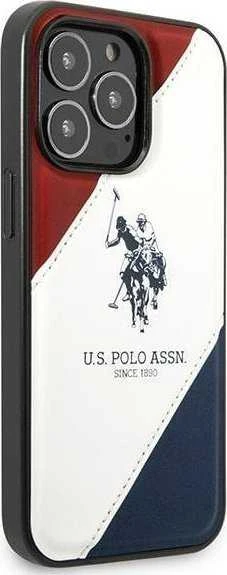 Us Polo Assn US Polo USHCP14XPSO3 Apple iPhone 14 Pro Max 6.7" dėklas telefonui baltos spalvos Tricolor Embossed