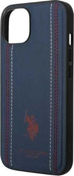 Dėklas „Us Polo Assn“ „US Polo“ USHCP14SPFAV „Apple iPhone 14 / 15 / 13“ 6,1 colio tamsiai mėlynas odinis dygsnis