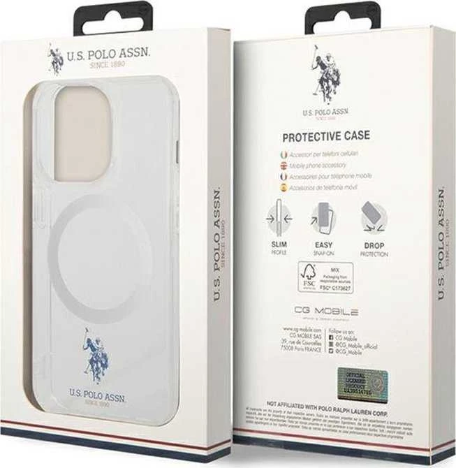 Us Polo Assn US Polo USHMP15LUCIT Apple iPhone 15 Pro 6.1" dėklas telefonui skaidrus MagSafe Collection