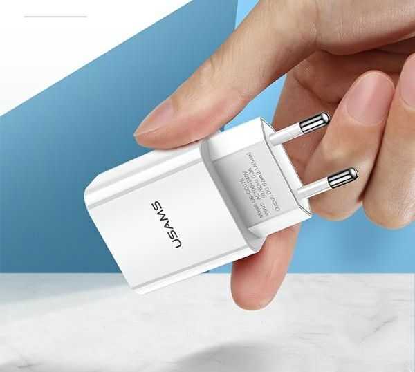 USAMS laidinis įkroviklis 1xUSB T18 2,1A(only head) balta/baltos spalvos Fast Charging CC075TC01