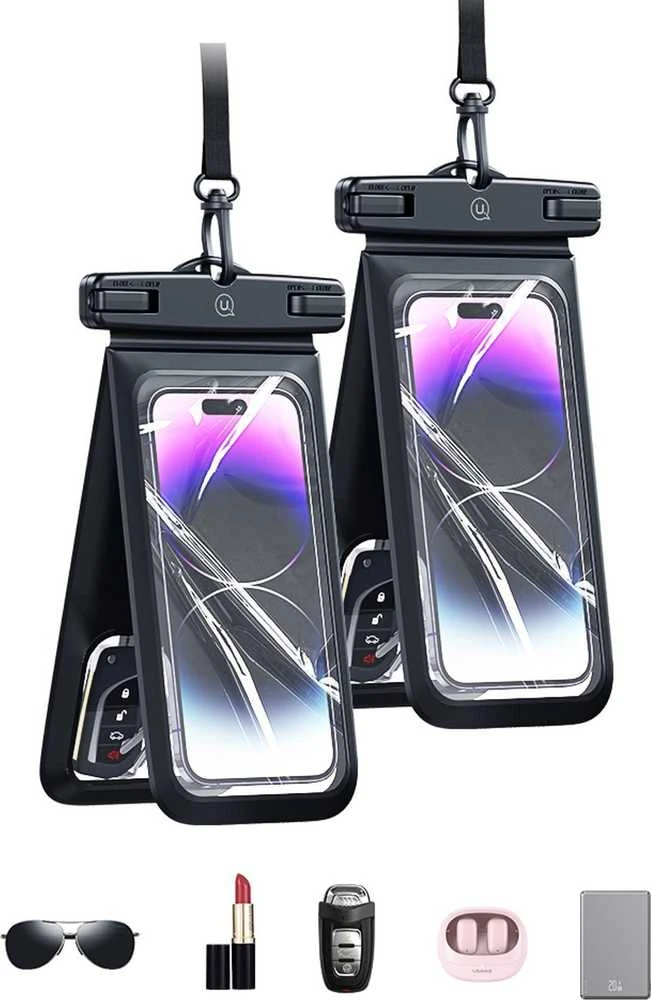 USAMS Atsparus vandeniui Dėklas Double 6.7″IP68 juodos spalvos FSD1401 (YD014)