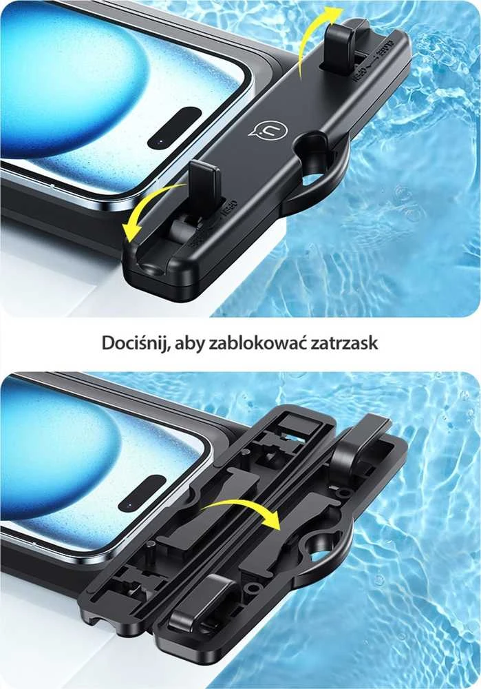 USAMS Atsparus vandeniui Dėklas Double 6.7″IP68 juodos spalvos FSD1401 (YD014)
