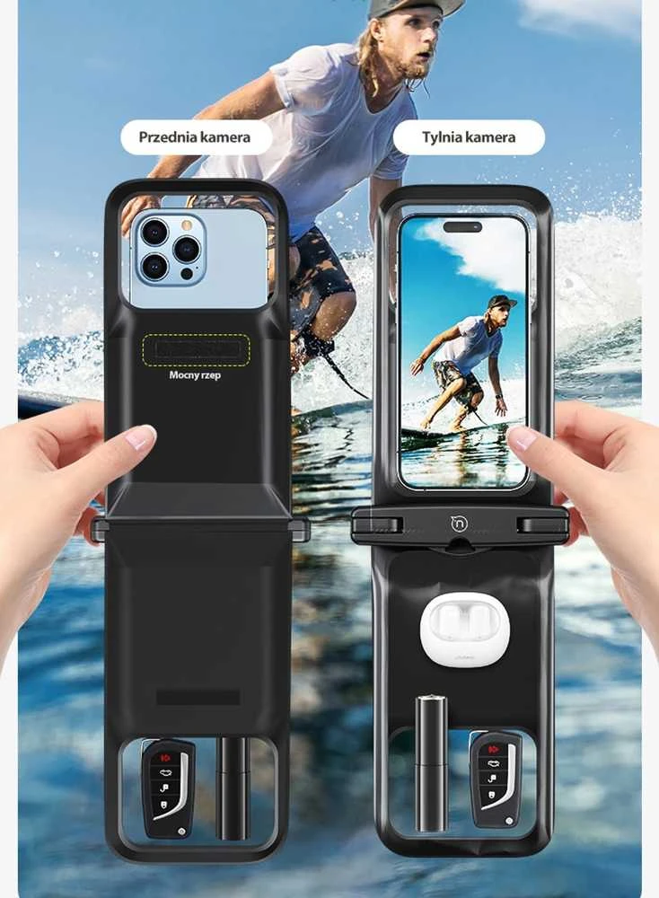 USAMS Atsparus vandeniui Dėklas Double 6.7″IP68 rožinės spalvos FSD1403 (YD014)