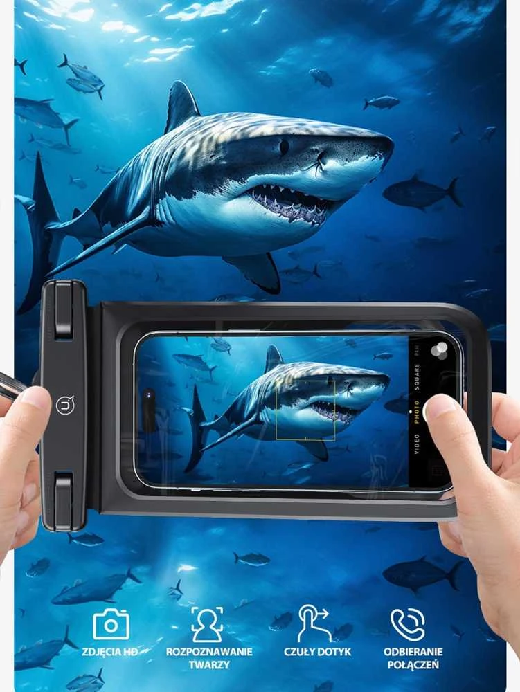 USAMS Atsparus vandeniui Dėklas Double 6.7″IP68 juodos spalvos FSD1401 (YD014)