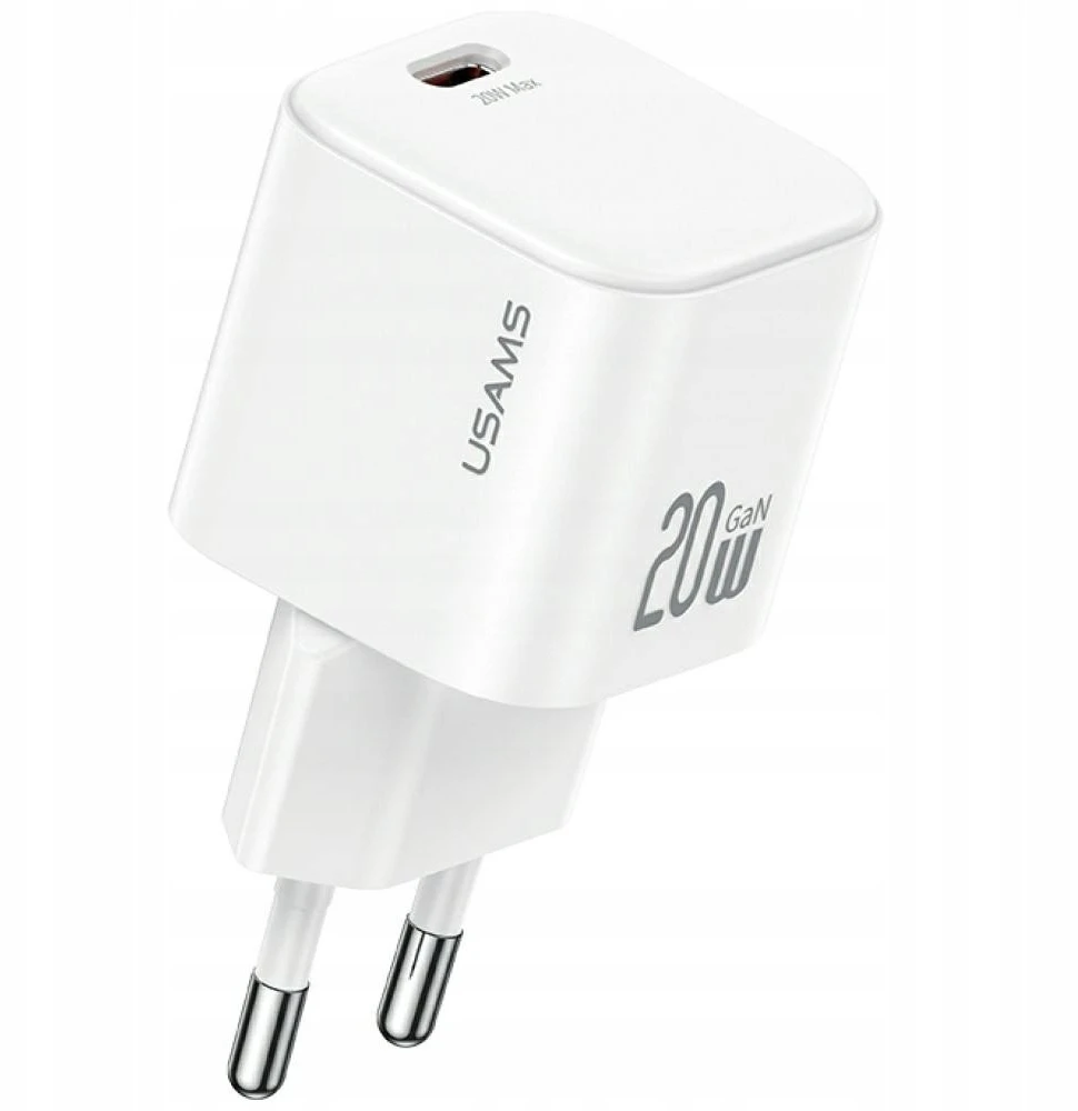 Laidinis įkroviklis USAMS JO Series CC260 20W USB-C + 1m USB-C/USB-C Cable baltos spalvos
