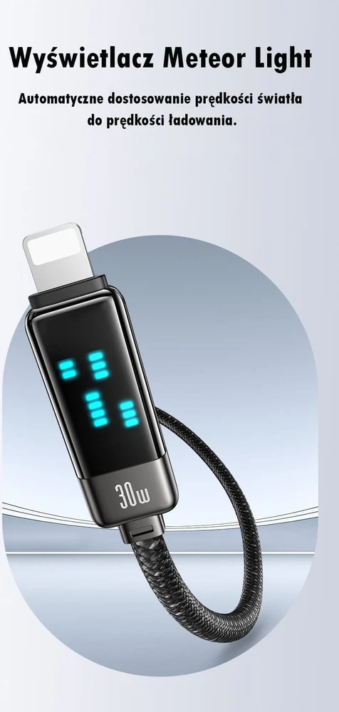 USAMS USB-C į Lightning kabelis 30W 1.2m cinko lydinio greito įkrovimo duomenų kabelis Meteor serijos SJ743USB0