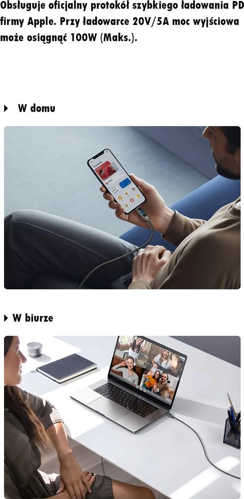USAMS USB-C į USB-C kabelis 100W 1.2m cinko lydinio greito įkrovimo duomenų kabelis Meteor serijos SJ744USB0