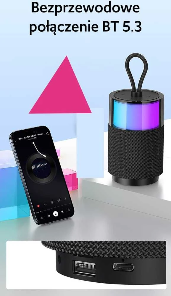 USAMS Bluetooth kolonėlė 5.3 YIN Series/juodos spalvos YX12YX01 (US-YX012)