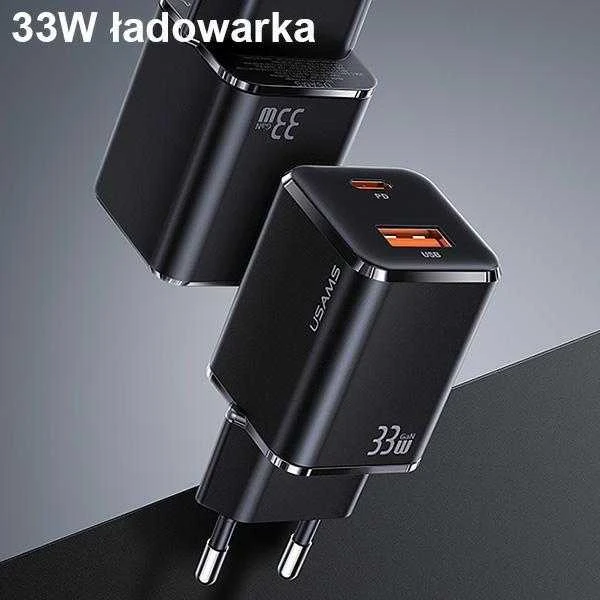 USAMS ŁAD. SIEC. 1XUSB-C+1XUSB T43 33W (TIK GALVUTĖ) PD3.0 +QC3.0 GREITAS ĮKROVIMAS Baltas /Baltas CC144TC02 (US-CC144)