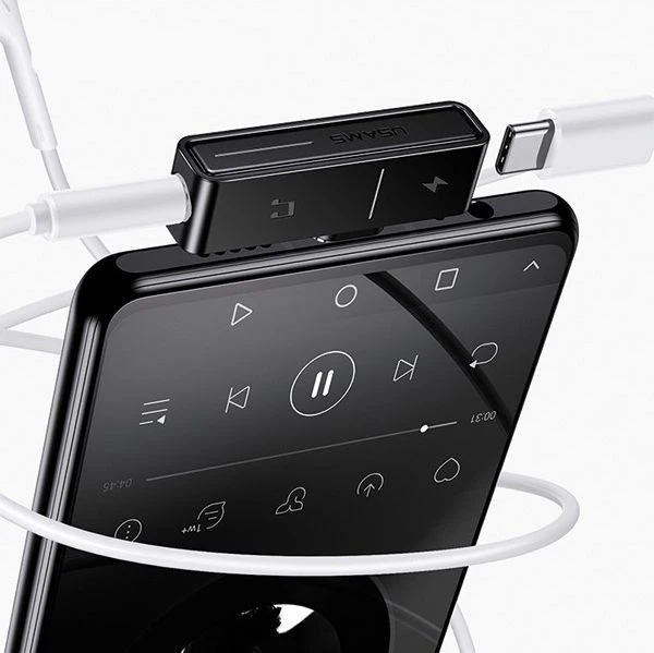 USB adapteris Usams AU12 USB-C - 3.5 mm lizdas + USB-C Juodas (66867-uniw)
