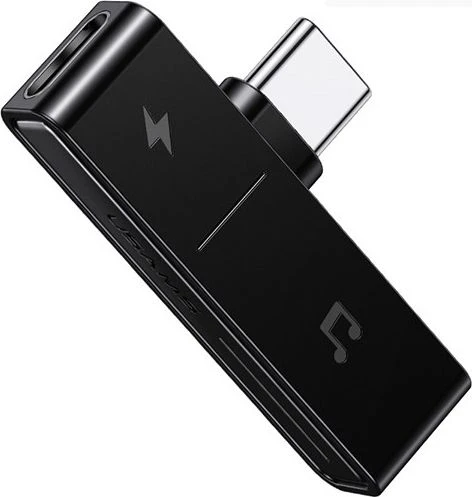 USB adapteris Usams AU12 USB-C - 3.5 mm lizdas + USB-C Juodas (66867-uniw)