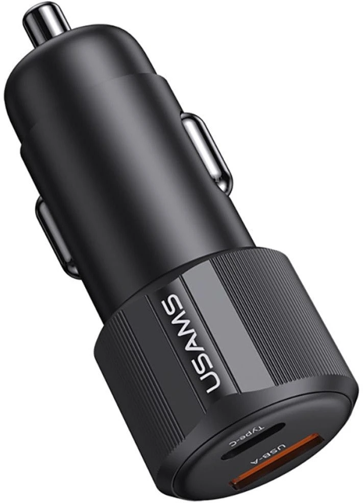 Automobilinis įkroviklis USAMS YT Series CC283 60W 1xUSB-A 1xUSB-C juodas