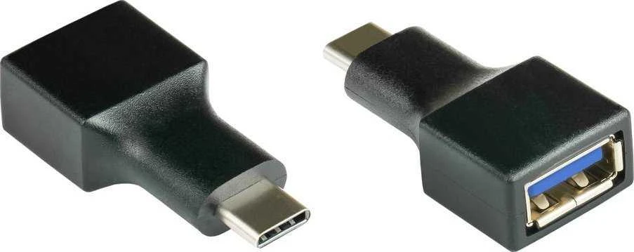Juodi USB-A į USB-C adapteriai, 2 vienetai
