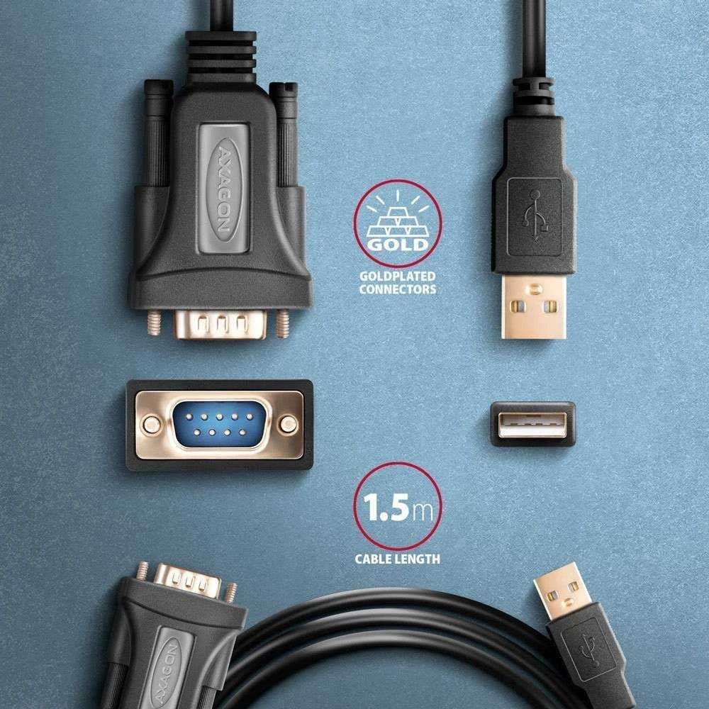 Axagon ADS-1PQN USB > SERIAL ADVANCED ACTIVE ADAPTER